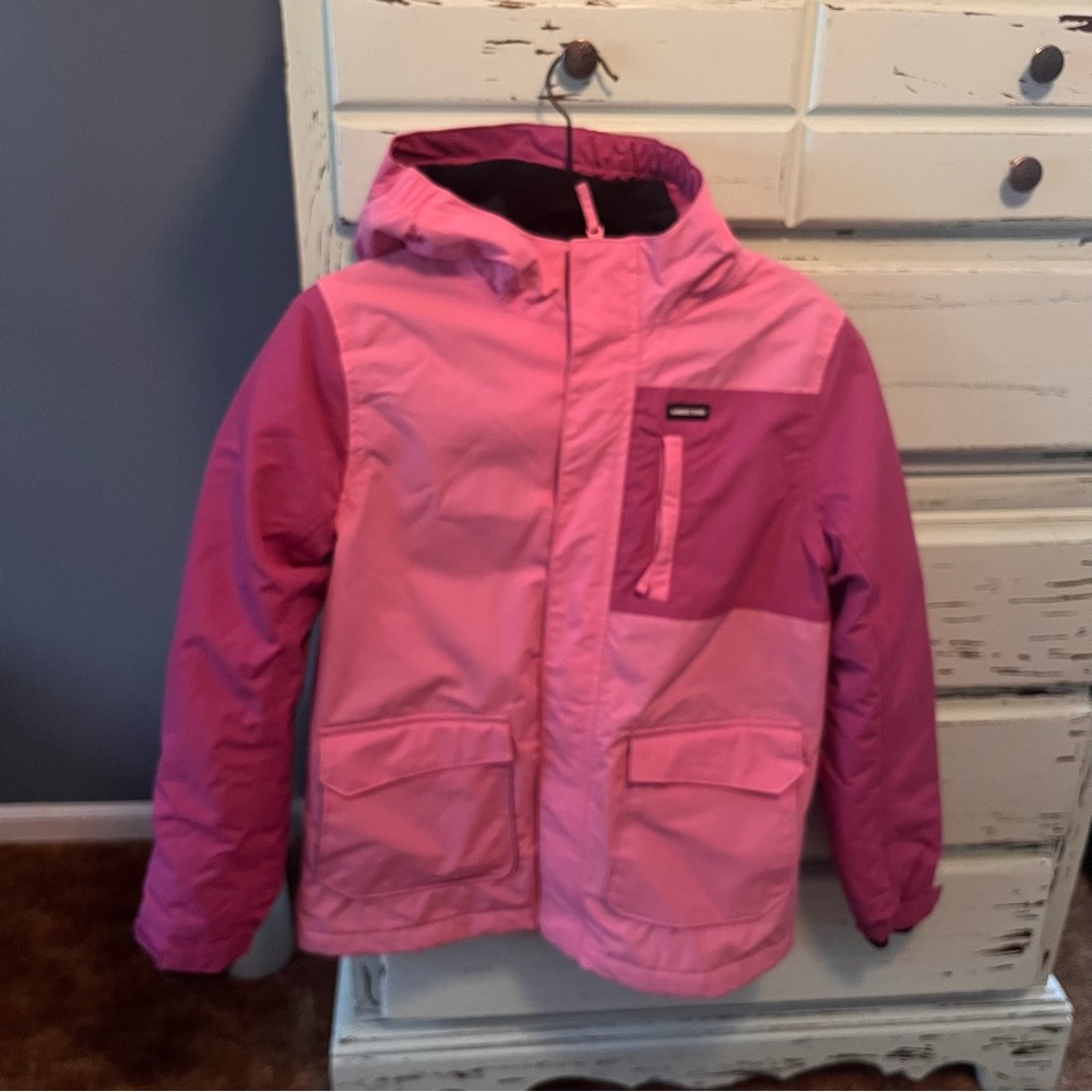 Lands' End Kids Two-Tone Pink Waterproof Grow A Long Jacket. Size XL.